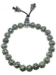 Sterling Silver Six-Character Great Bright Mantra beads hand mala 7mm