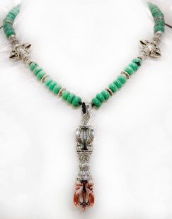 Sterling silver Mantra & Dorje and Turquoise pendant