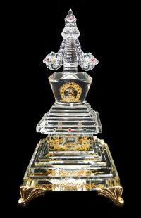 Crystal Stupa 17cmH/with LED lamp stand